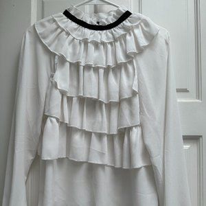 White Ruffle Blouse